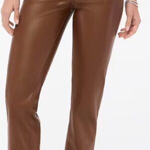 J. Crew Brown Leather Straight Leg Pants